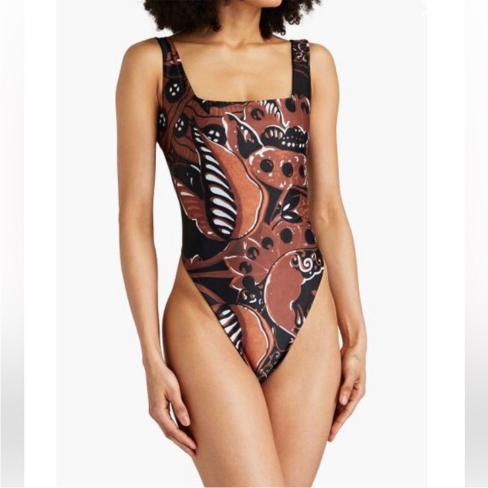 NWT Mara Hoffman Brown Idalia Printed Swimsuit XS